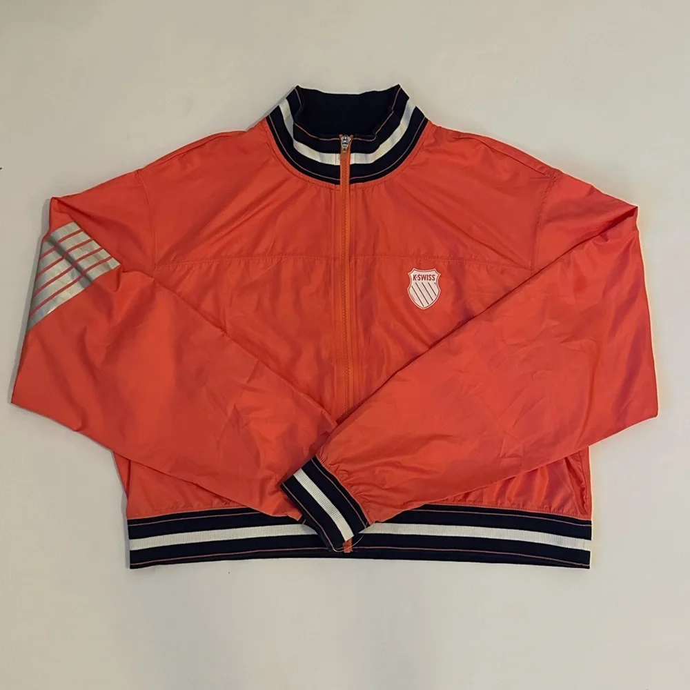 K-Swiss XL Chrome Cropped Windbreaker/ Vintage Style Track Jacket